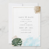 Boho Tropical Beach Save the Date Photo Kaart (Voorkant)