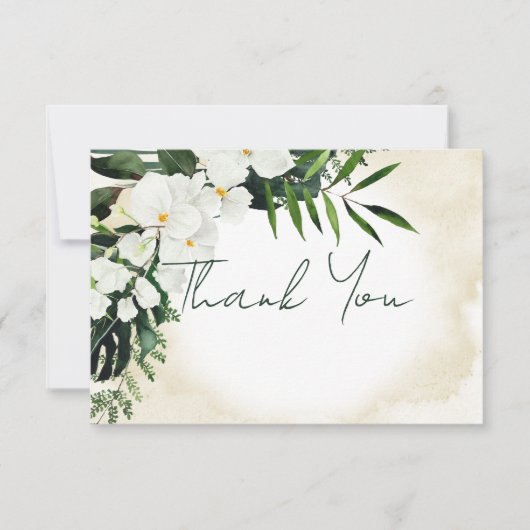 Boho Tropical Beach Waterverf Bruiloft Bedankkaart (Voorkant)