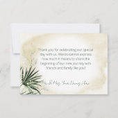 Boho Tropical Beach Waterverf Bruiloft Bedankkaart (Achterkant)