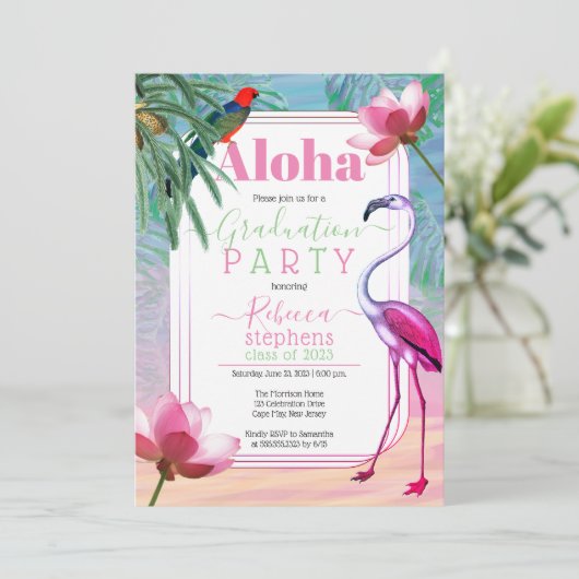 Boho Tropical Beach Waterverf Graduparty Kaart (Staand voorkant)