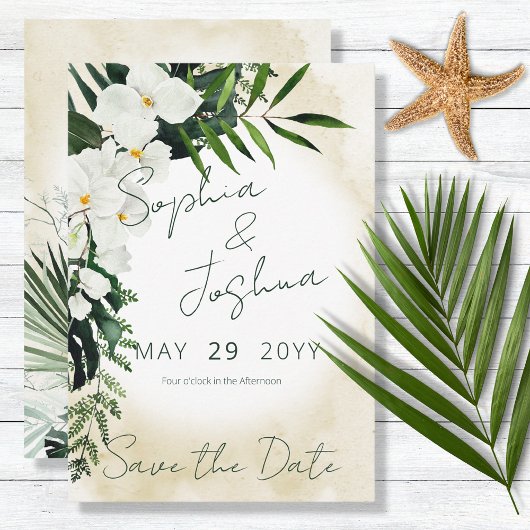 Boho Tropical Beach Waterverf Save the Date Kaart
