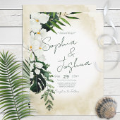 Boho Tropical Beach Waterverf Wedding Invitation Kaart