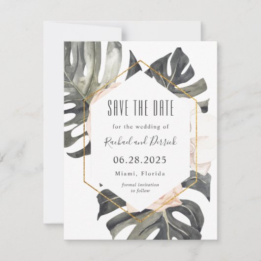 Boho Tropical Beach Wedding Save the Date (Voorkant)