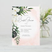 Boho Tropical Blush Peach Waterverf Vrijgezellenfe Kaart (Staand voorkant)