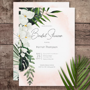 Boho Tropical Blush Peach Waterverf Vrijgezellenfe Kaart