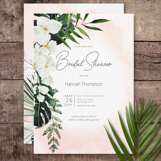 Boho Tropical Blush Peach Waterverf Vrijgezellenfe Kaart