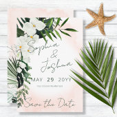 Boho Tropical Blush Waterverf Save the Date Kaart