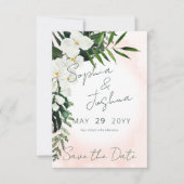 Boho Tropical Blush Waterverf Save the Date Kaart (Voorkant)