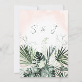 Boho Tropical Blush Waterverf Wedding Invitation Kaart (Achterkant)