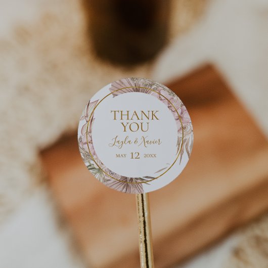 Boho Tropical Botanical | Bedankt voor je bruiloft Ronde Sticker