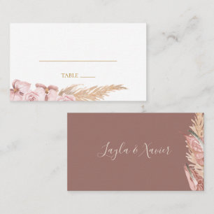 Boho Tropical Botanical Dust Roos Flat Wedding Plaatskaartje
