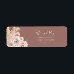 Boho Tropical Botanical Dusty Roos Return Address Etiket<br><div class="desc">Dit boho tropische botanische stoffige roos retour address label is ideaal voor je elegante roestachtige florale, groene, perzik, roos gouden bruiloft. Het ontwerp is voorzien van een gouden lijst of bouquet met een modern, roze, roze pamapgras, eenvoudig sage, ivoor, champagnepalmblad en klassieke strandgroen. De bloemen kunnen roze roze en orchidee...</div>