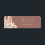 Boho Tropical Botanical Dusty Roos Return Address Etiket<br><div class="desc">Dit boho tropische botanische stoffige roos retour address label is ideaal voor je elegante roestachtige florale, groene, perzik, roos gouden bruiloft. Het ontwerp is voorzien van een gouden lijst of bouquet met een modern, roze, roze pamapgras, eenvoudig sage, ivoor, champagnepalmblad en klassieke strandgroen. De bloemen kunnen roze roze en orchidee...</div>