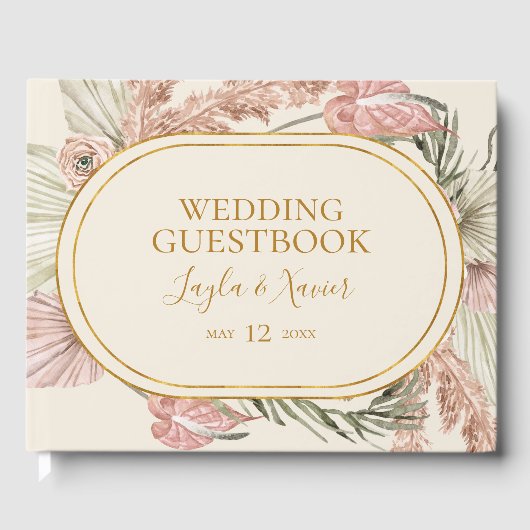 Boho Tropical Botanical | Dusty Roos Wedding Guest Gastenboek (Voorkant)