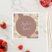 Boho Tropical Botanical Dusty Roos Wedding Napkins Servet (Insitu)
