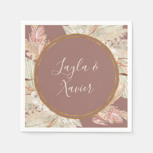 Boho Tropical Botanical Dusty Roos Wedding Napkins Servet