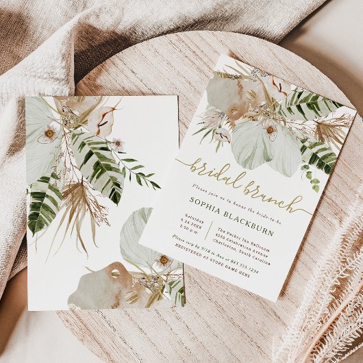 Boho Tropical Botanical Floral | Bridal Brunch Kaart
