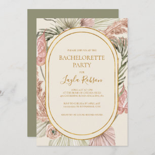 Boho Tropical Botanical   Green Bachelorette Party Kaart