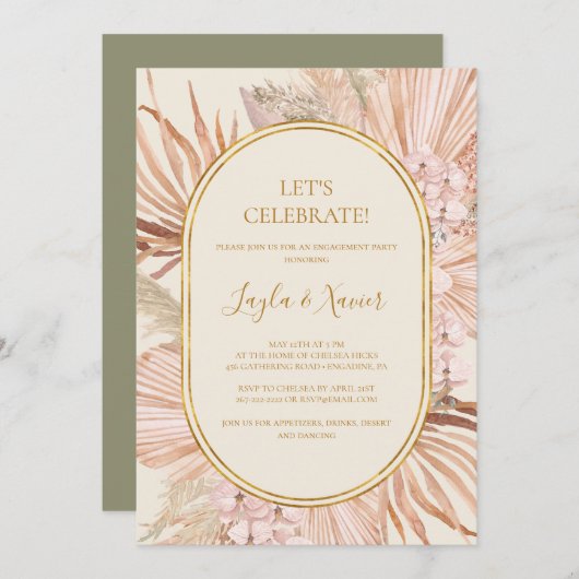 Boho Tropical Botanical | Green Let's Celebrate Kaart (Voorkant / Achterkant)