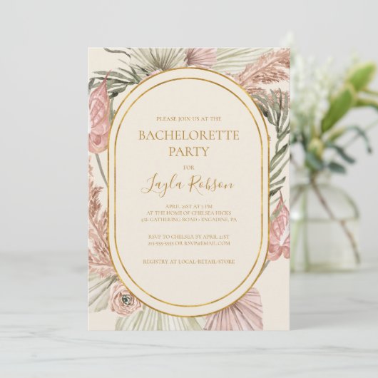 Boho Tropical Botanical | Ivory Bachelorette Party Kaart (Staand voorkant)