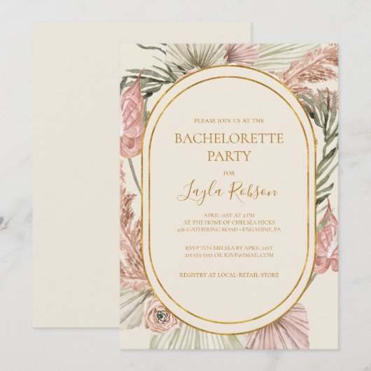 Boho Tropical Botanical | Ivory Bachelorette Party Kaart (Voorkant / Achterkant)
