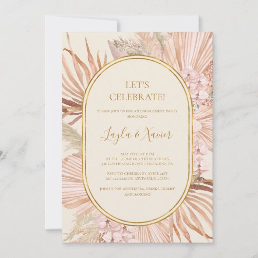 Boho Tropical Botanical | Ivory Let's Celebrate Kaart (Voorkant)