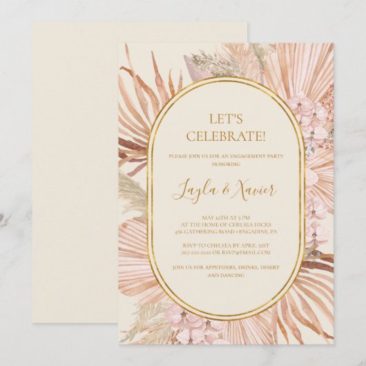 Boho Tropical Botanical | Ivory Let's Celebrate Kaart (Voorkant / Achterkant)