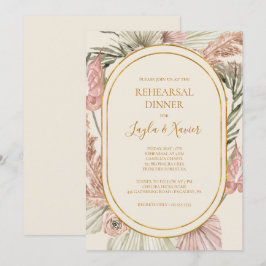 Boho Tropical Botanical | Ivory Rehearsal Dinner Kaart