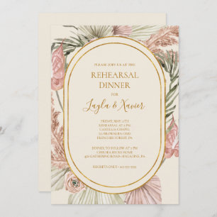 Boho Tropical Botanical   Ivory Rehearsal Dinner Kaart