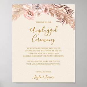 Boho Tropical Botanical   Ivory Unplugged Ceremony Poster