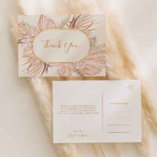 Boho Tropical Botanical Ivory Wedding Bedankt Briefkaart