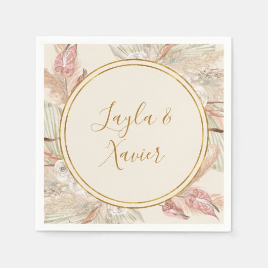 Boho Tropical Botanical | Ivory Wedding Napkins Servet (Voorkant)