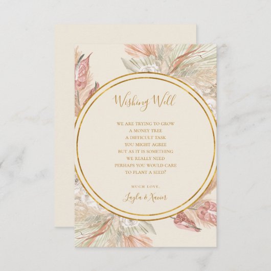 Boho Tropical Botanical Ivory Wedding Wishing well Informatiekaartje (Voorkant / Achterkant)