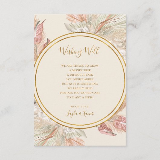 Boho Tropical Botanical Ivory Wedding Wishing well Informatiekaartje (Voorkant)