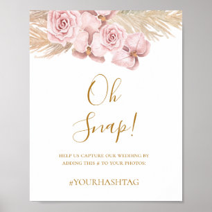 Boho Tropical Botanical   Oh Snap Wedding Hashtag Poster