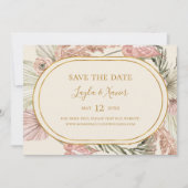 Boho Tropical Botanical | Olijfgroen horizontaal Save The Date (Voorkant)