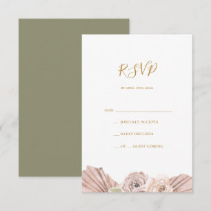 Boho Tropical Botanical   Olijfgroene RSVP-kaart RSVP Kaartje