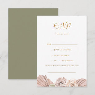 Boho Tropical Botanical Olive Green Song Request RSVP Kaartje