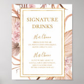 Boho Tropical Botanical | Ondertekening Drink Poster (Voorkant)