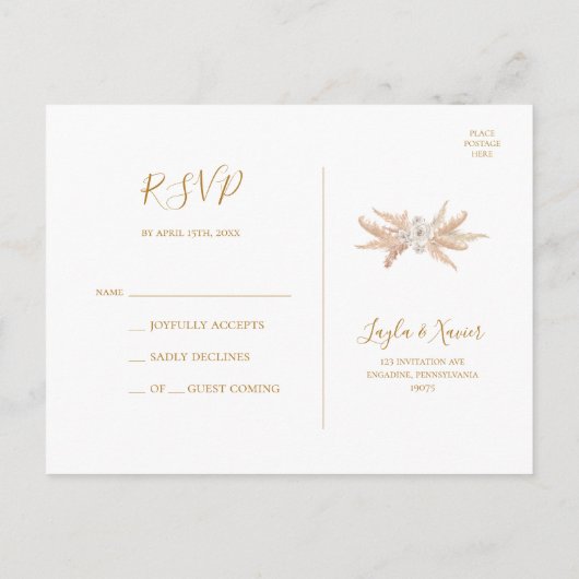 Boho Tropical Botanical | RSVP-Briefkaart voor bru Briefkaart (Achterkant)