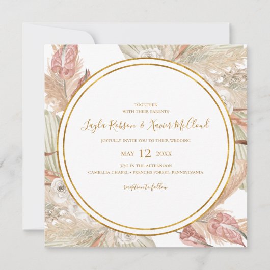 Boho Tropical Botanical | Square Wedding Kaart (Voorkant)