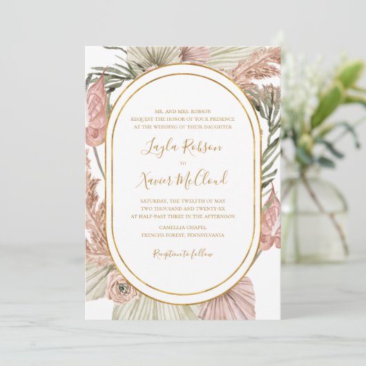 Boho Tropical Botanical | Traditioneel huwelijk Kaart (Staand voorkant)