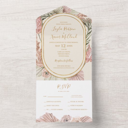 Boho Tropical Botanical | Verzegel en verzending v All In One Uitnodiging (Binnen)