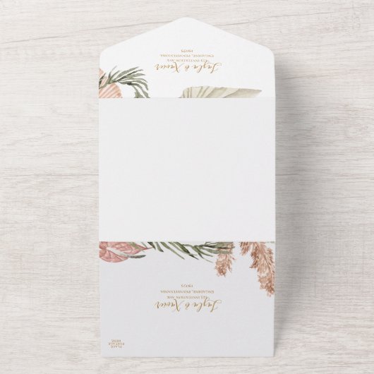 Boho Tropical Botanical | Verzegeling en verzendin All In One Uitnodiging (Buitenkant)