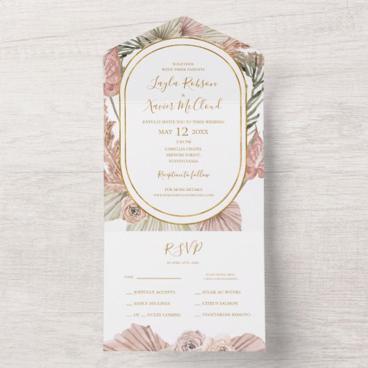 Boho Tropical Botanical | Verzegeling en verzendin All In One Uitnodiging (Binnen)