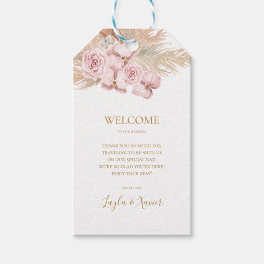 Boho Tropical Botanical | Welkom bruiloft Cadeaulabel (Voorkant)