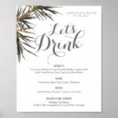 Boho Tropical Bruiloftsbar Menu Bord Poster (Matte (Voorkant)