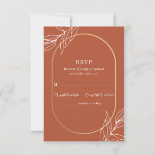 Boho Tropical Burnt Rust Wedding RSVP Card Kaartje