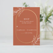 Boho Tropical Burnt Rust Wedding RSVP Card Kaartje (Staand voorkant)
