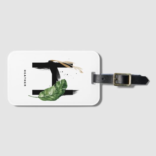 Boho Tropical Cactus Letter H Monogram Bridesmaid Bagagelabel (Voorkant (horizontaal))